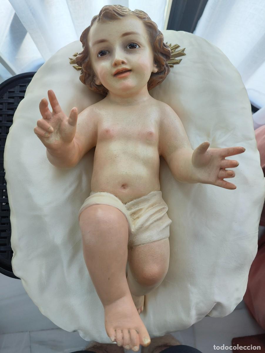 Arte: Ni&ntilde;o Jes&uacute;s de Olot, 40 cm, pasta de madera policromada, ojos de cristal. Sucesores de J. Cur&oacute;s