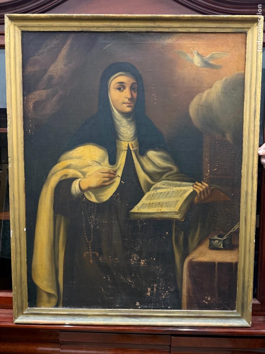 Arte: OLEO SOBRE LIENZO SIGLO XIX DE SANTA TERESA DE JESUS - MEDIDA MARCO 118X95 CM