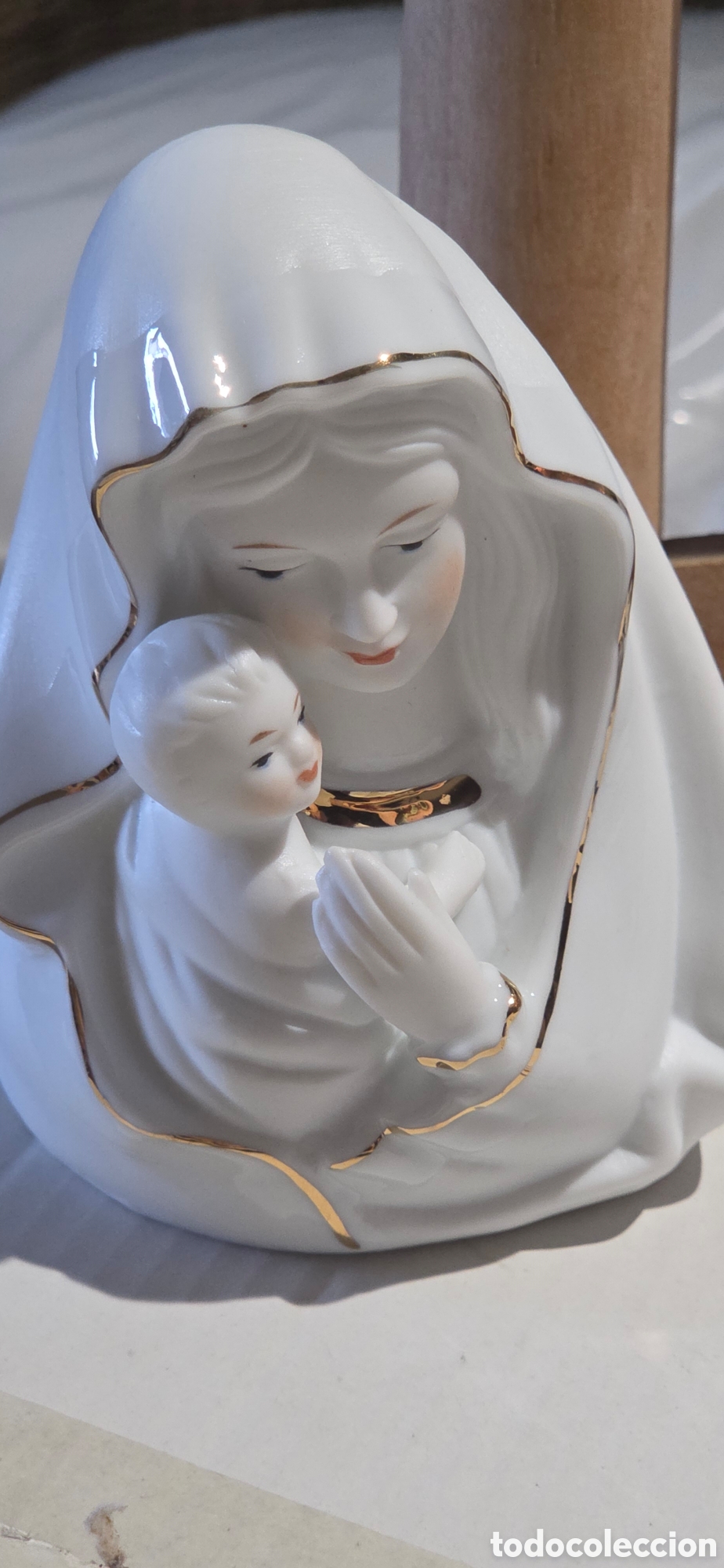Arte: Figura porcelana fina Virgen y el Ni&ntilde;o