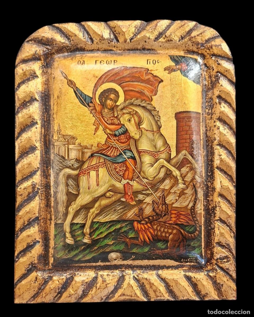 Arte: Icono de estilo bizantino de San Jorge matando al dragon