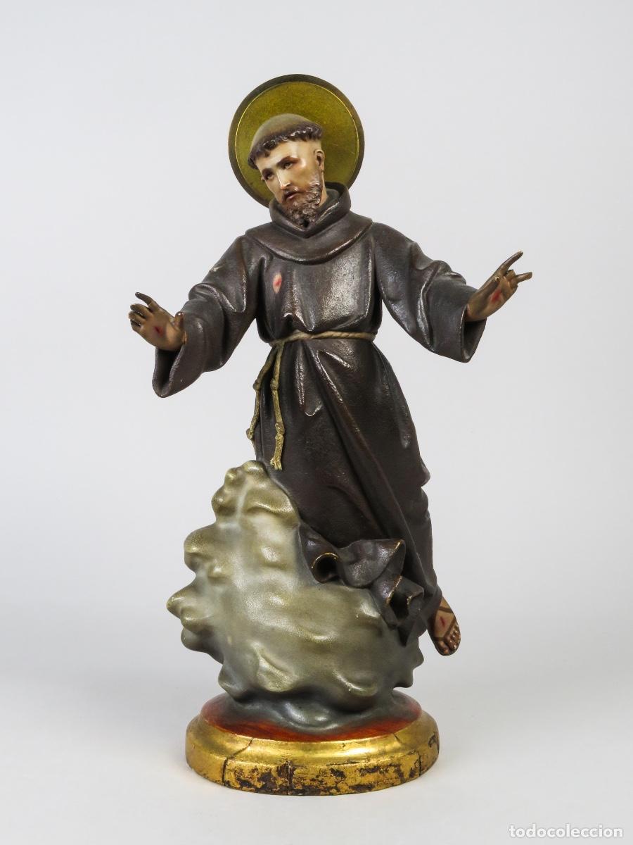 Arte: Escultura San Francisco Asis Escuela catalana Francisco Font y Pons (1848-1931) siglo XX