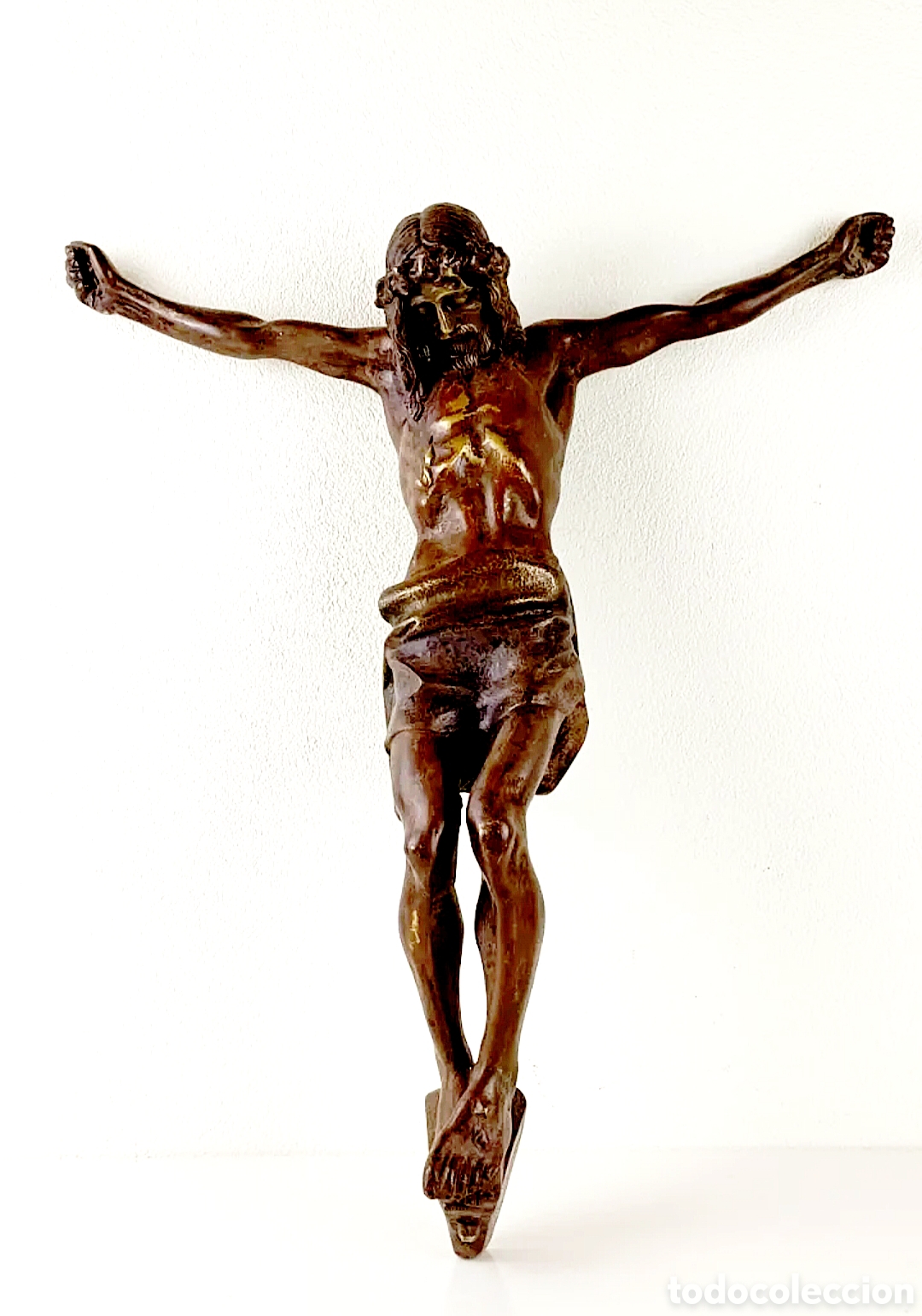 Arte: ENORME CRISTO CRUCIFIJO EN BRONCE MACIZO &middot; 48&times;42 cm &middot; 7,5 KG &middot; PIEZA MONUMENTAL DE ARTE SACRO
