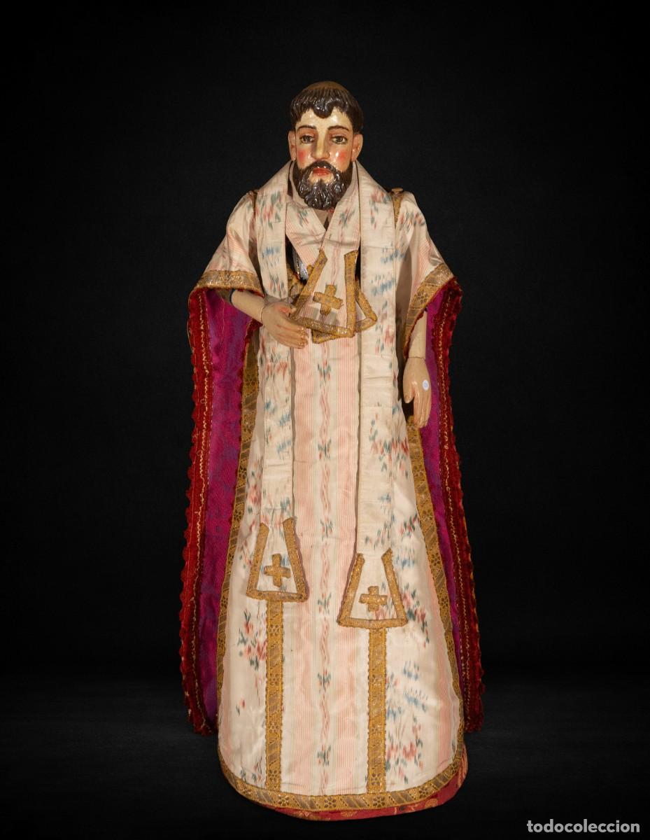 Arte: Santo de vestir en madera policromada, siglo XVIII, 71 cm