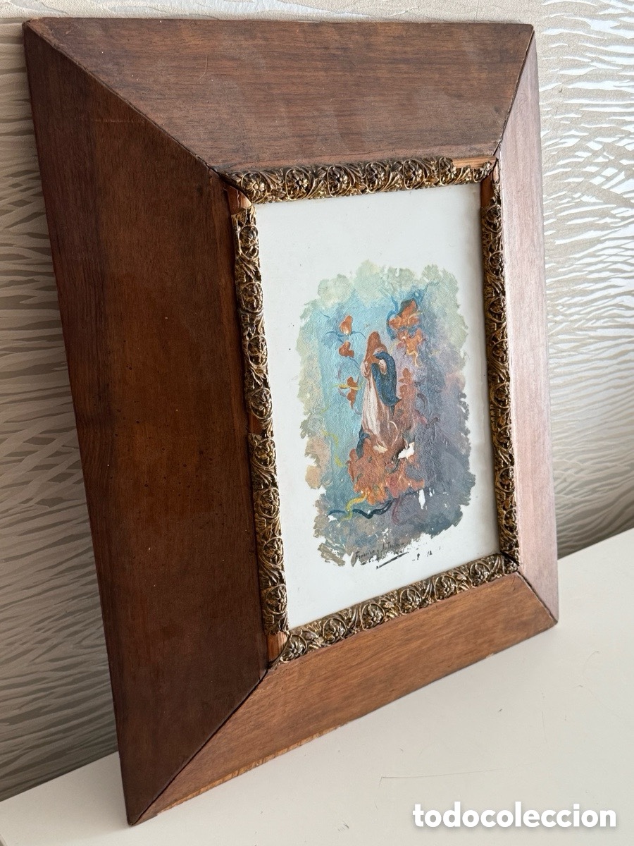 Arte: CUADRO. a XIX. VIRGEN DE LA ASUNCI&Oacute;N. &Oacute;leo sobre OPALINA - Foto 2