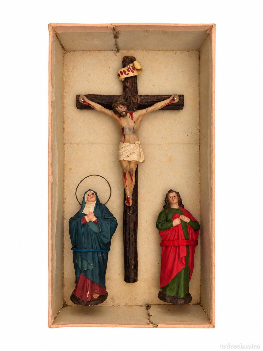 Arte: Antiguo Calvario - Terracota Policromada - Talleres de Olot - Nuevo a estrenar con Caja Original