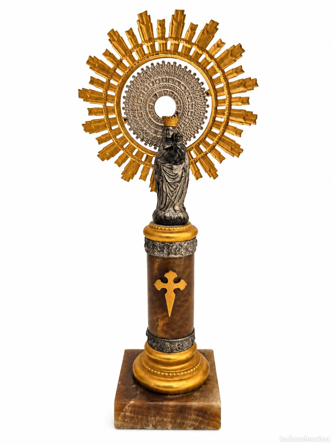 Arte: Virgen del Pilar, Patrona de Zaragoza y de la Hispanidad - Plata de Ley, &Oacute;nix y Lat&oacute;n