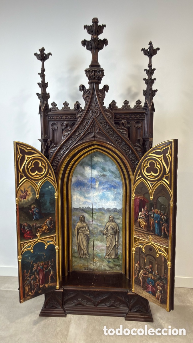 Arte: Enorme retablo tr&iacute;ptico neogotico firmado por Elizagarate en 1889 en los talleres de Vitoria