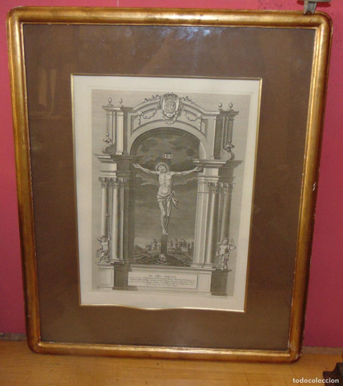 Arte: ANTIGUO GRABADO ENMARCADO, SANTISIMO CRISTO, ALBA DE TORMES, MONASTERIO DE SAN LEONARDO 1790