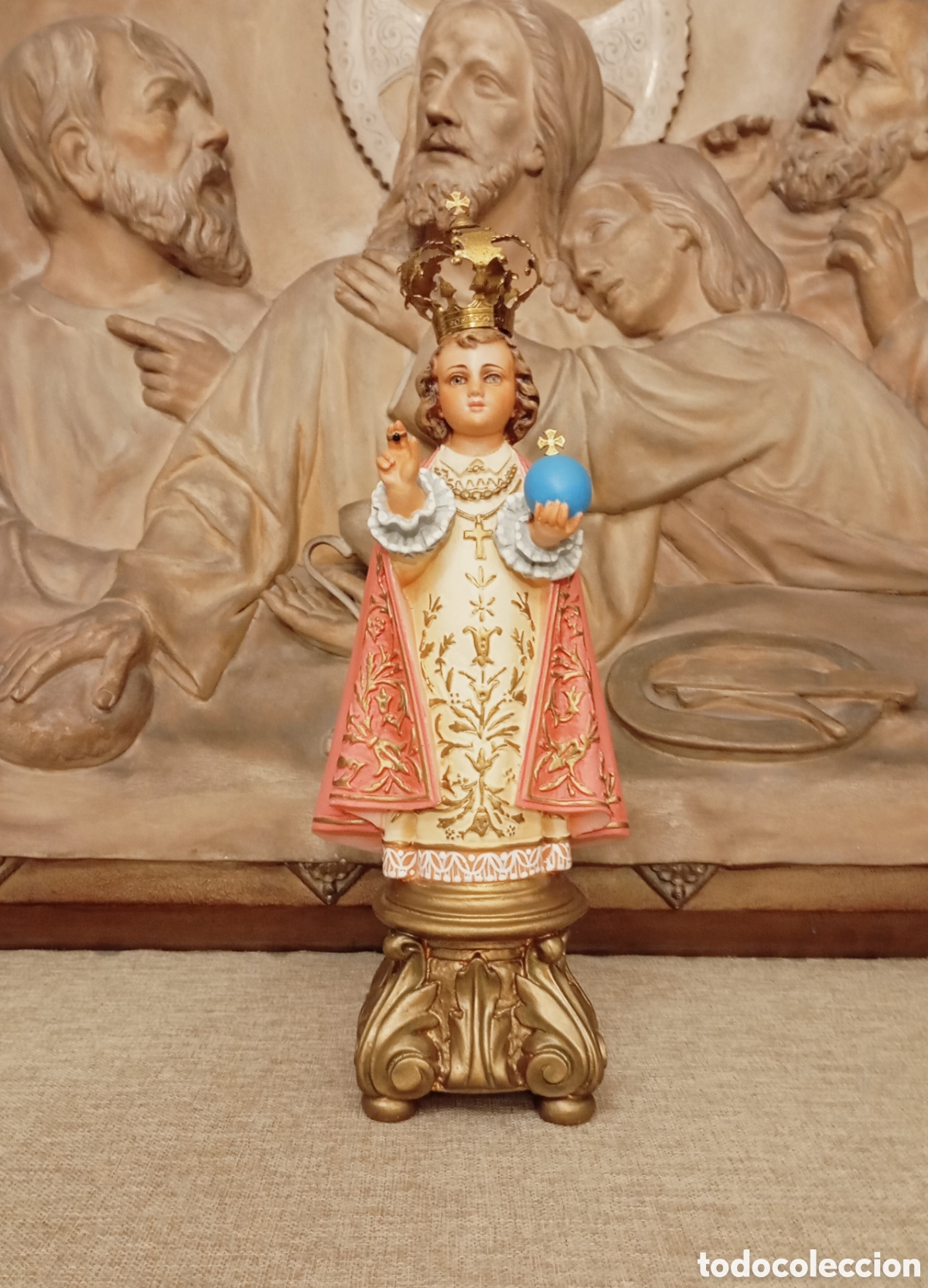 Arte: Ni&ntilde;o Jes&uacute;s de Praga, 32 cm, sello Olot