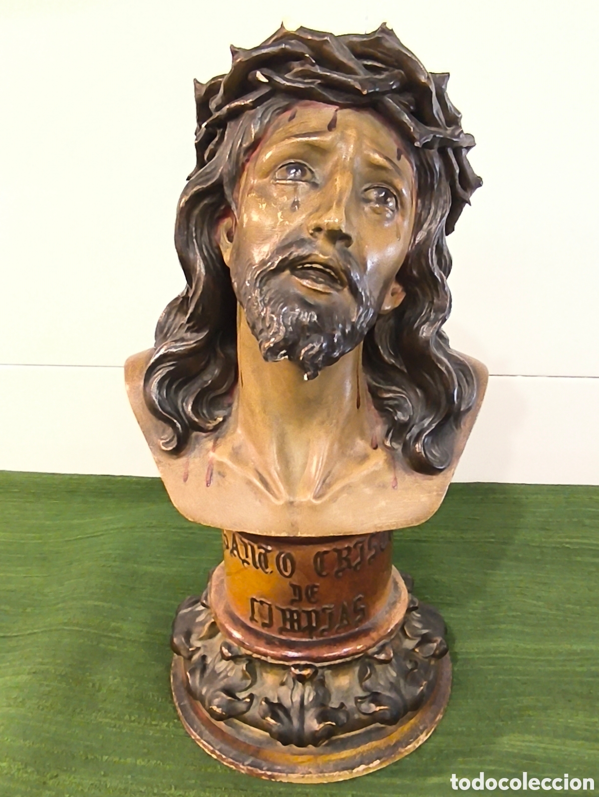 Arte: Cristo de limpias OLOT, 33CM ALGUN DESCONCHADO MIRAR FOTOGRAF&Iacute;AS