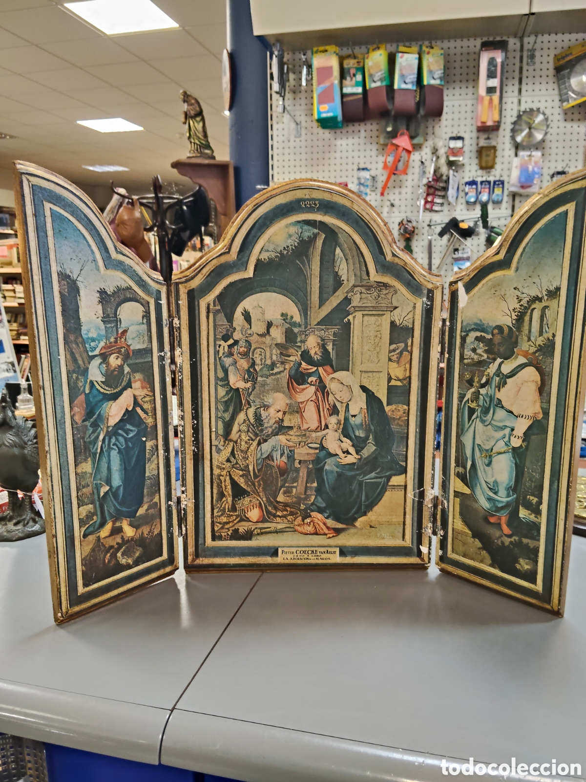 Arte: Antiguo tr&iacute;ptico religioso - Foto 1