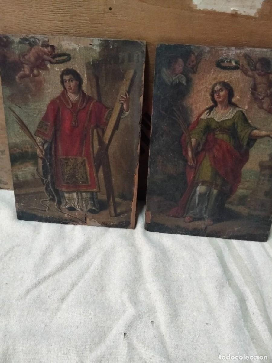 Arte: &Oacute;leos S/lienzo a Tabla - San Lorenzo Y Santa B&aacute;rbara - VICENTE VEL&Aacute;ZQUEZ SALVADOR, Valencia 1831