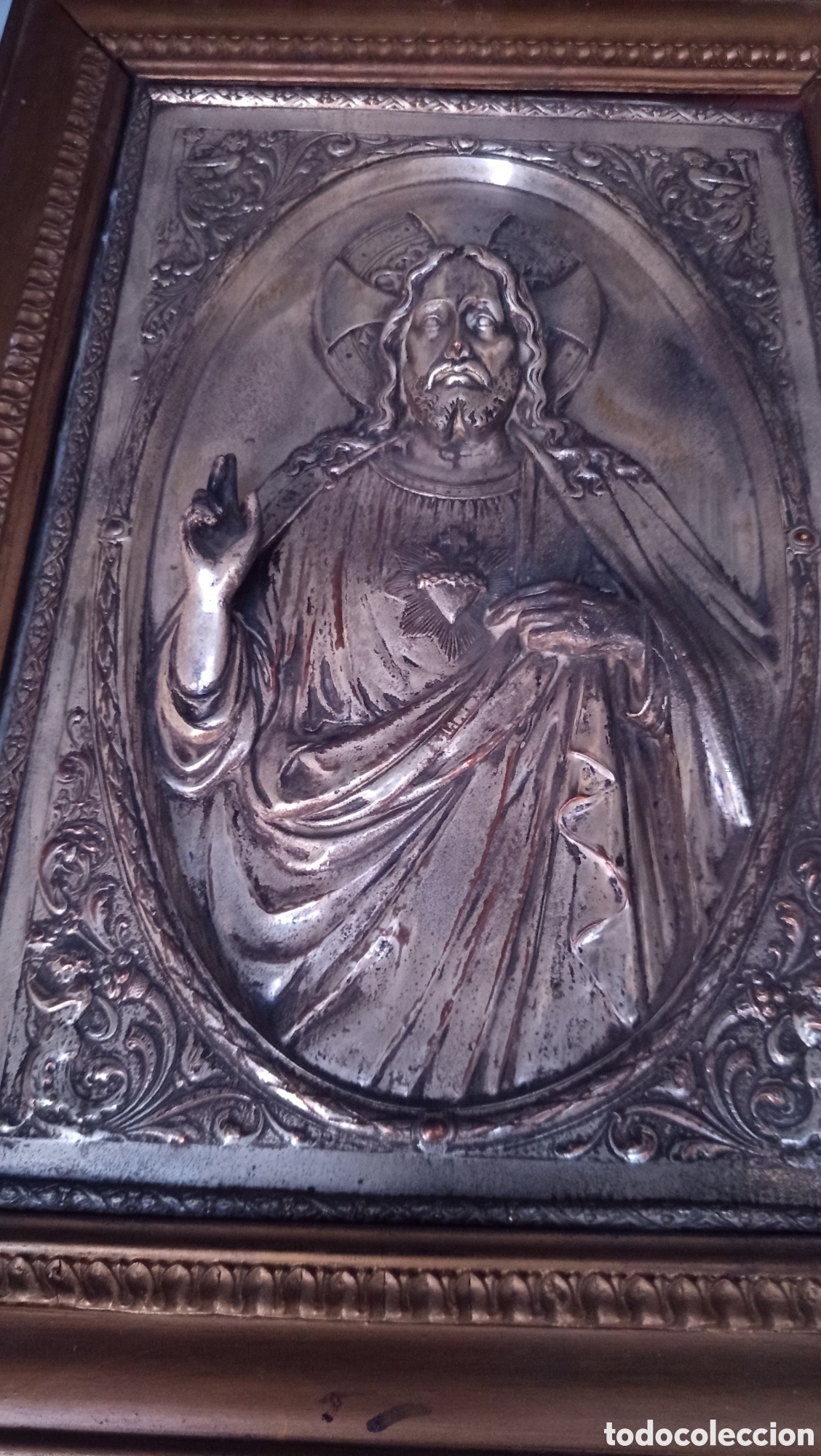 Arte: Precioso santo en placa plateada - Foto 2