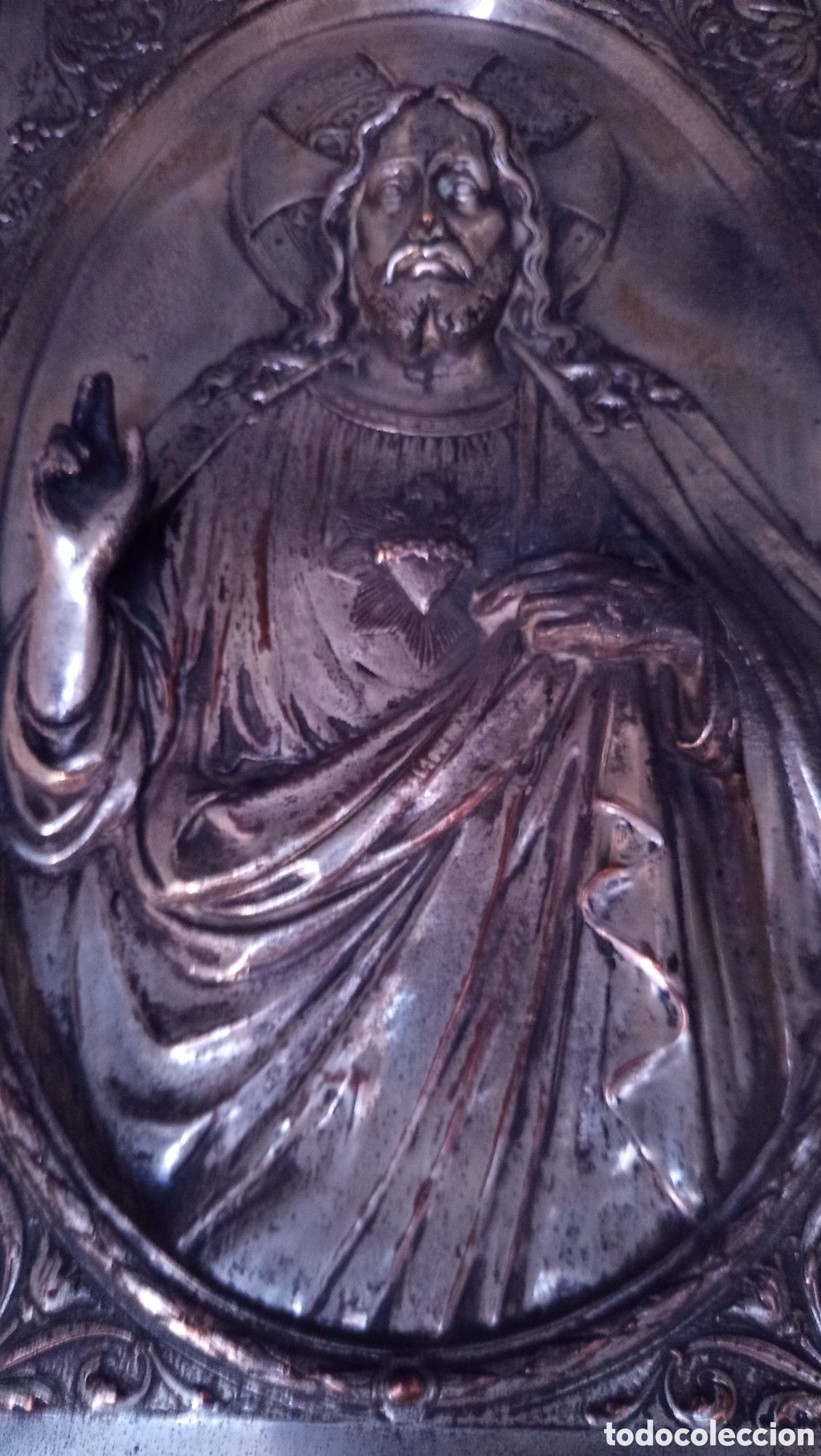 Arte: Precioso santo en placa plateada - Foto 3