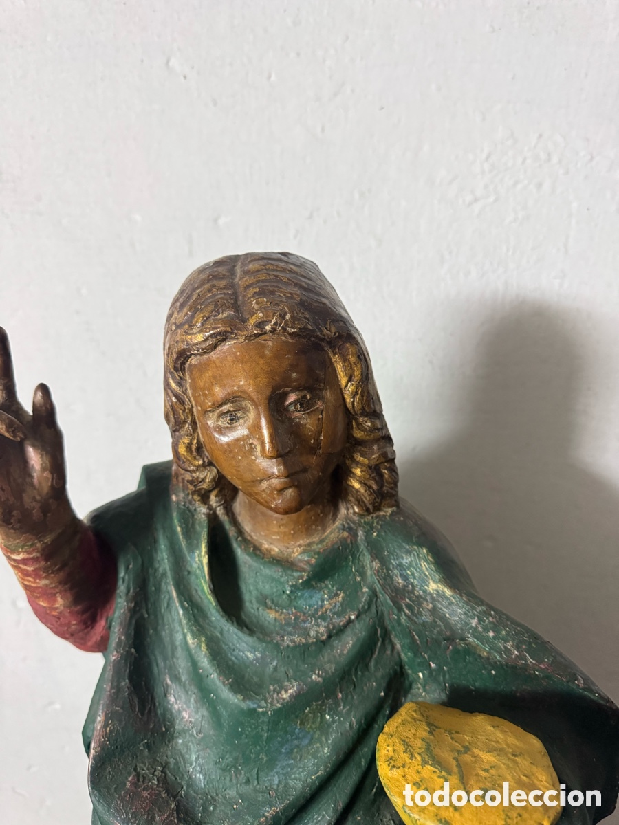 Arte: Antigua talla de San Juan Evangelista con c&aacute;liz &ndash; Madera policromada &ndash; Estilo barroco