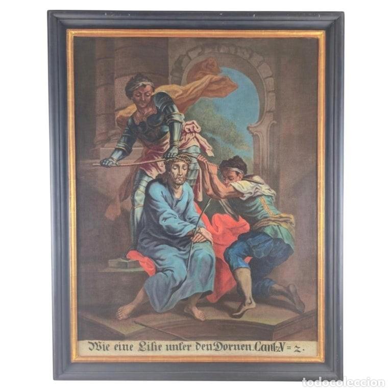 Arte: Gran pintura barroca de Cristo con la corona de espinas, Alemania, hacia 1750