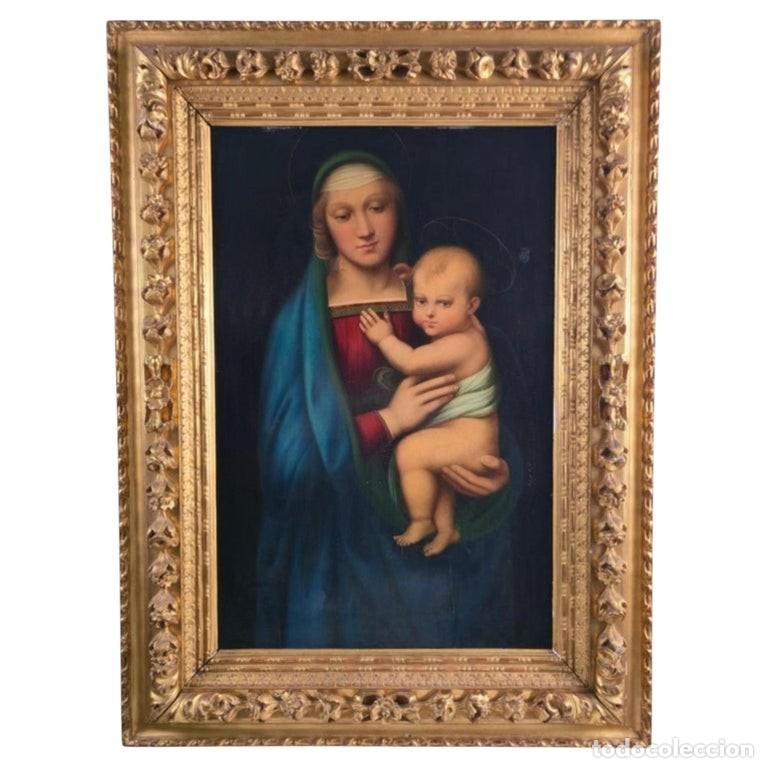 Arte: Virgen con el Ni&ntilde;o italiana seg&uacute;n Rafael, marco florentino dorado