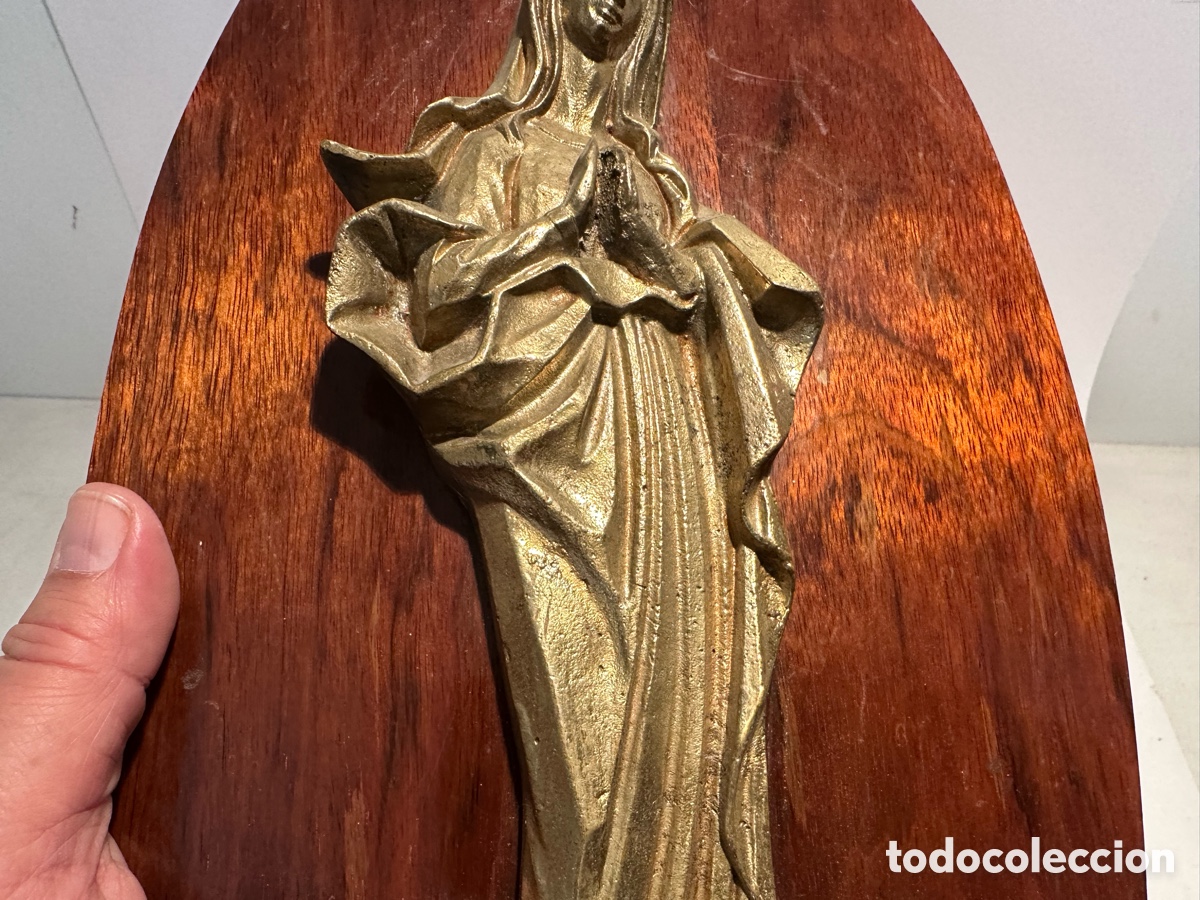 Arte: RELIEVE RELIGIOSO PARED ,VIRGEN DE BRONCE. - Foto 4
