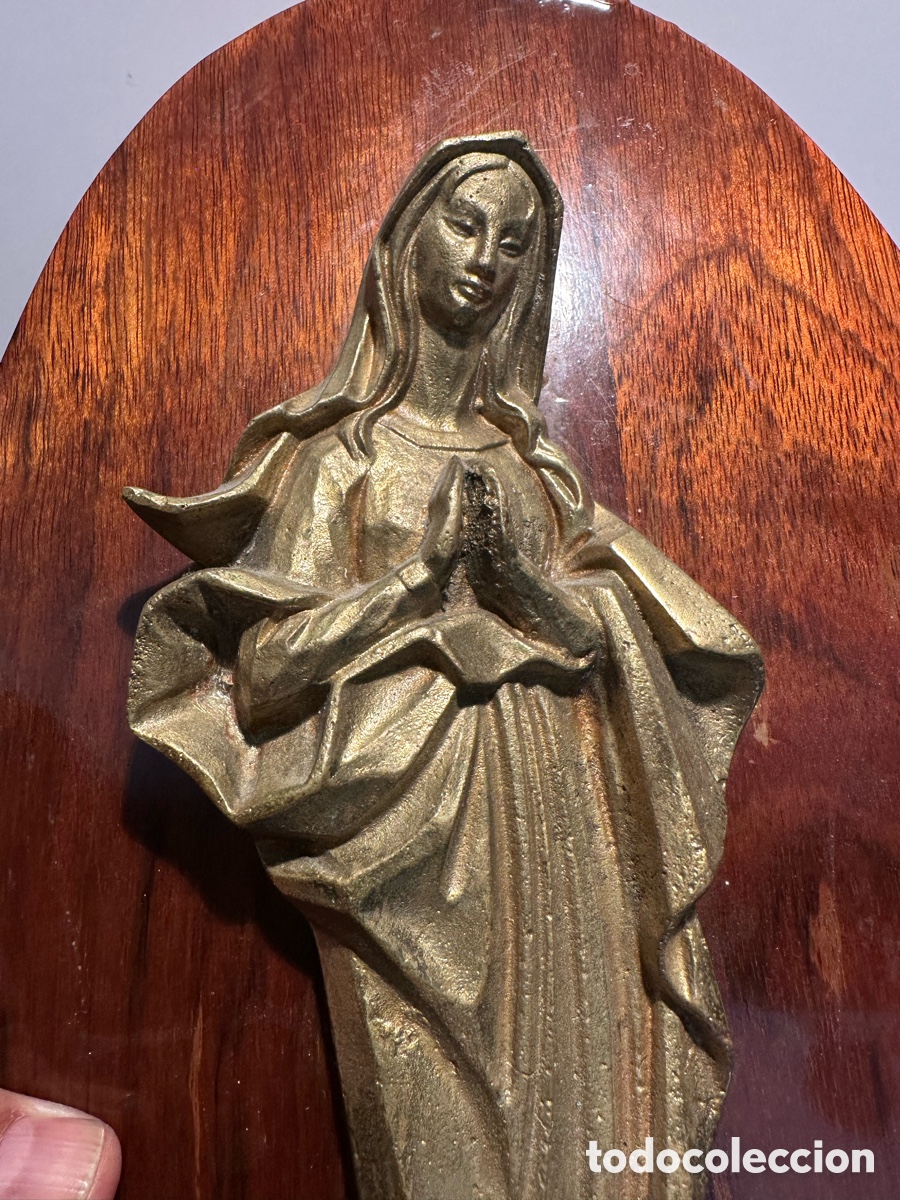Arte: RELIEVE RELIGIOSO PARED ,VIRGEN DE BRONCE. - Foto 6