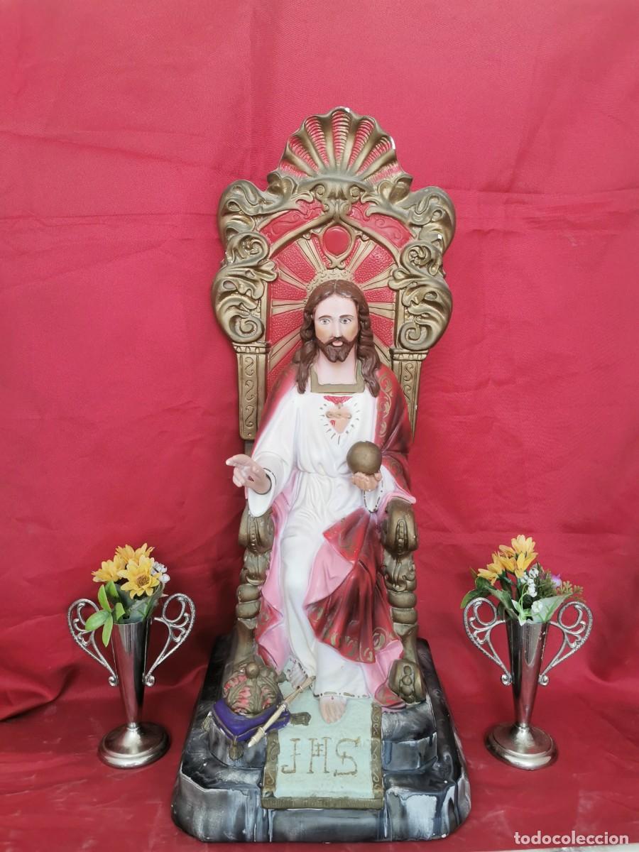 Arte: Sagrado Coraz&oacute;n de Jes&uacute;s en trono 60cm