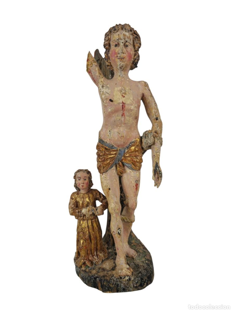 Arte: Figura g&oacute;tica de madera tallada de San Sebasti&aacute;n, Tirol, finales del siglo XV