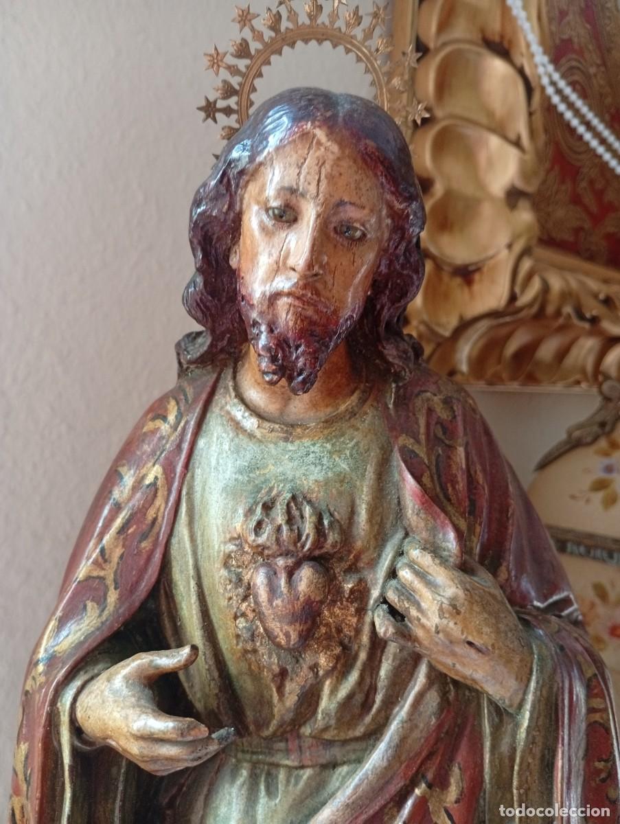 Arte: Talla de madera Sagrado coraz&oacute;n - Foto 2