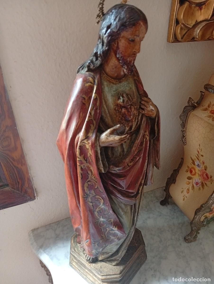 Arte: Talla de madera Sagrado coraz&oacute;n - Foto 3