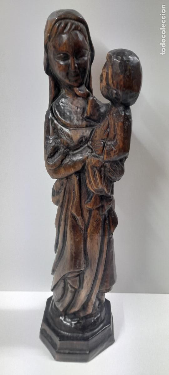 Arte: ANTIGUA TALLA EN MADERA DE LA VIRGEN CON EL NI&Ntilde;O . MEDIDA DE ALTURA 38 CM