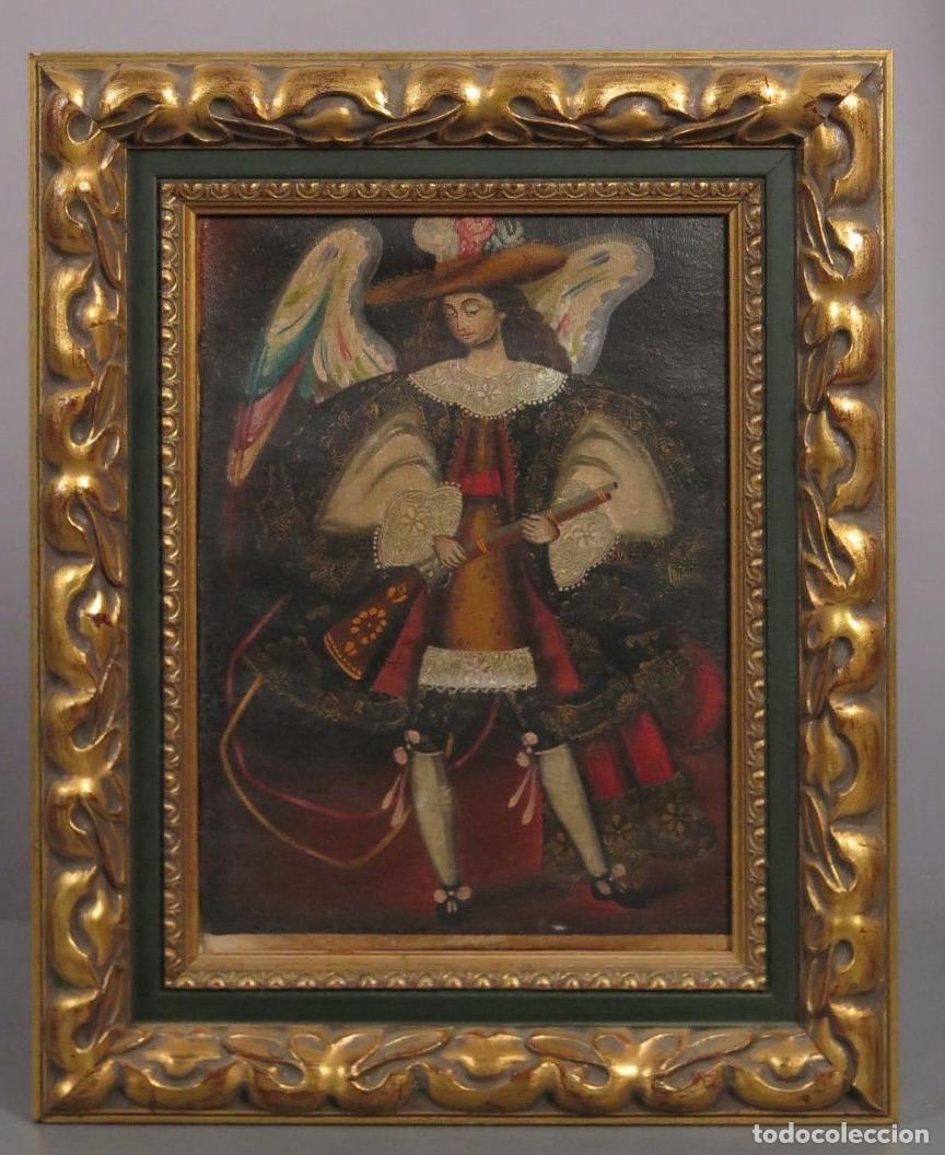 Arte: ARCANGEL ARCABUCERO. OLEO S/ LIENZO. ESCUELA CUZQUE&Ntilde;A. SIGLO XX