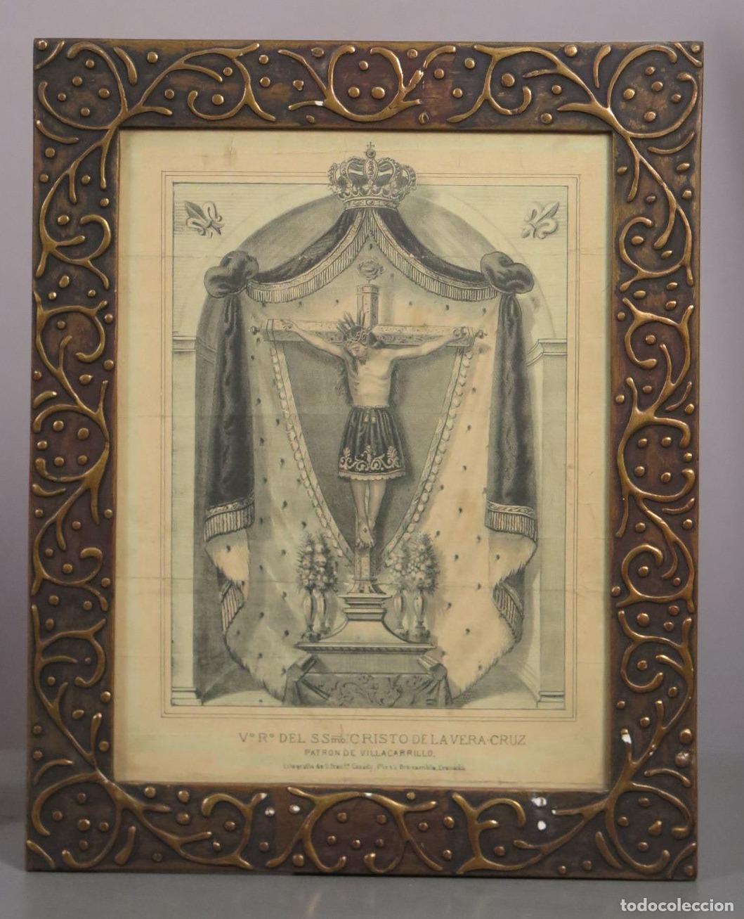 Arte: VERDADERO RETRATO DEL SSMO CRISTO DE LA VERA CRUZ. VILLACARRILLO. LITOGRAFIA FRANCISCO CASADO.