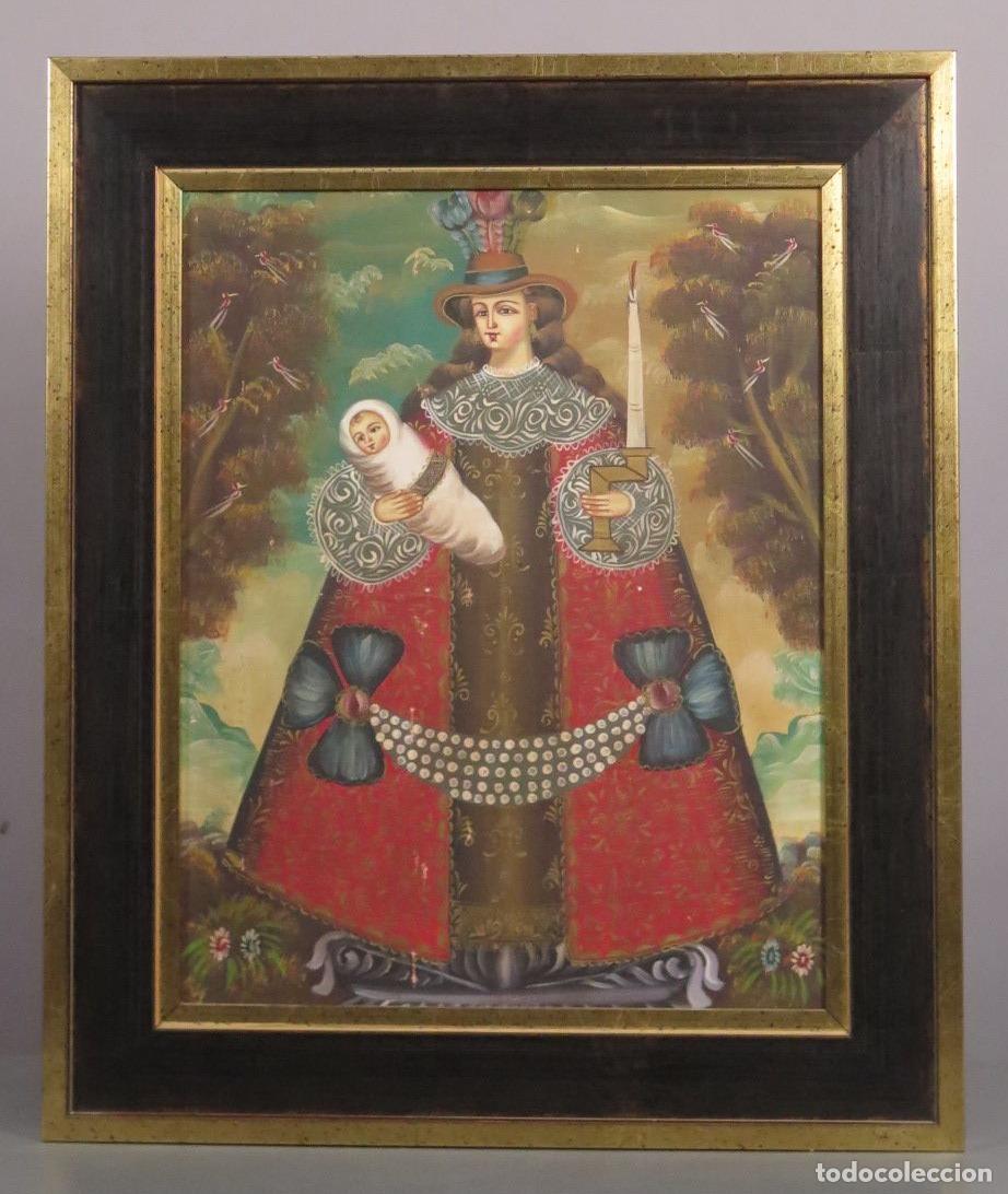 Arte: VIRGEN DE LA CANDELARIA. OLEO S/ LIENZO. ESCUELA CUZQUE&Ntilde;A. SIGLO XX