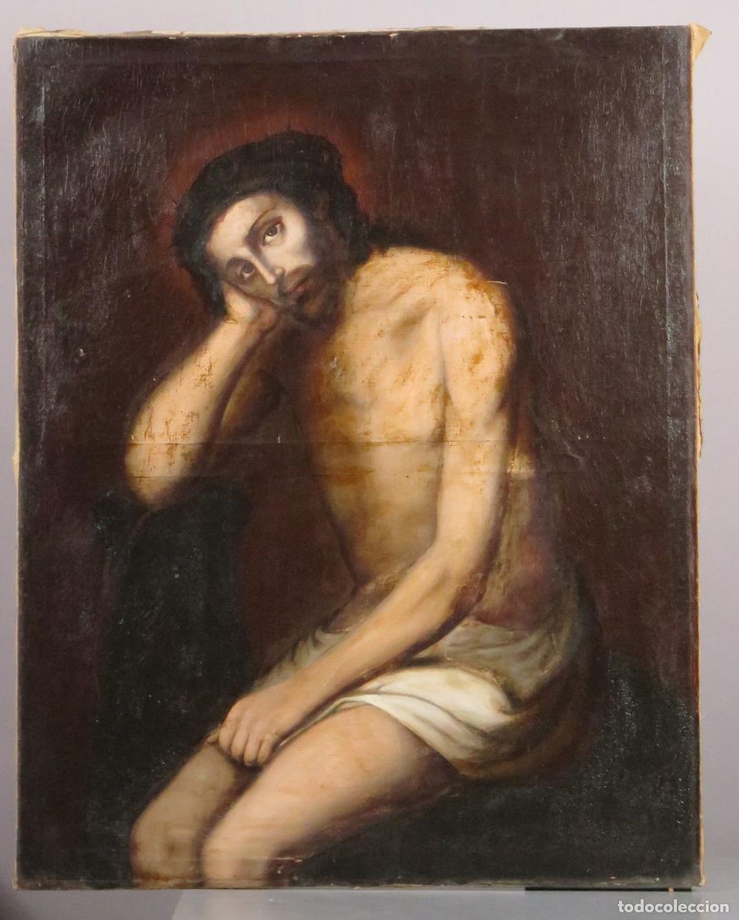 Arte: CRISTO DE LA COLUMNA. OLEO S/ LIENZO. SIGLO XVIII. ESCUELA ESPA&Ntilde;OLA