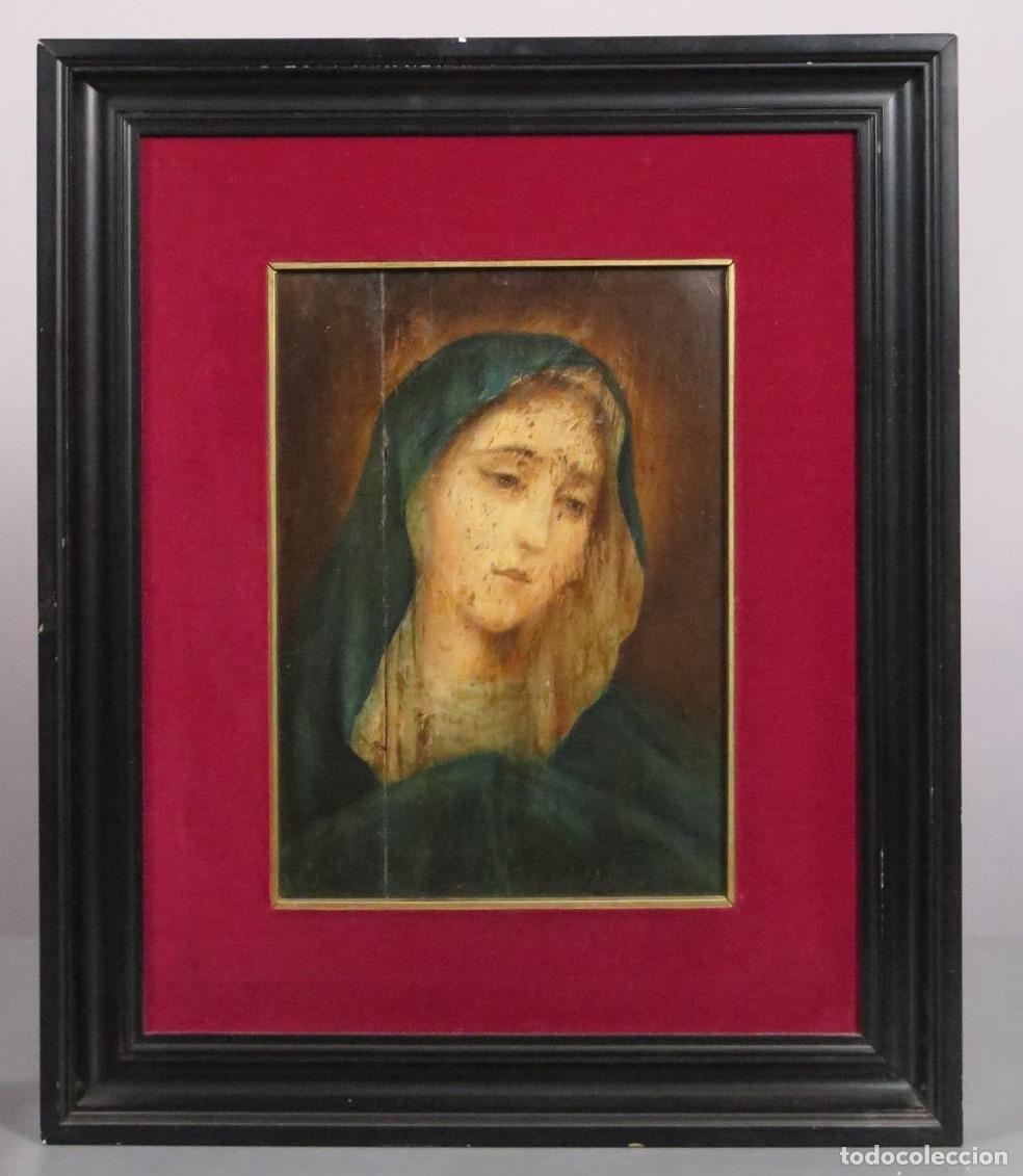 Arte: VIRGEN DOLOROSA. OLEO S/ TABLA. FIRMADA. SIGLO XIX