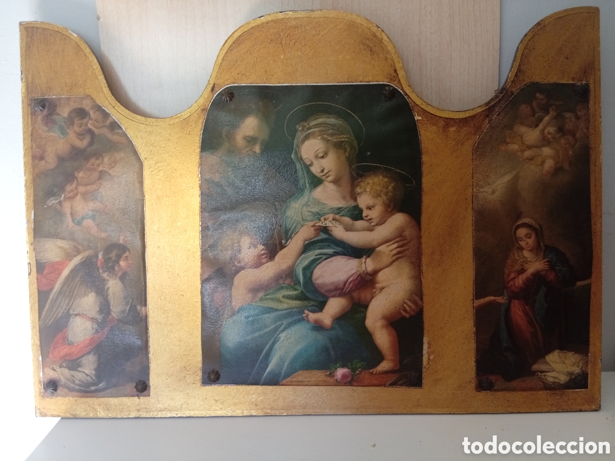 Arte: Tr&iacute;ptico o retablo port&aacute;til con litograf&iacute;as