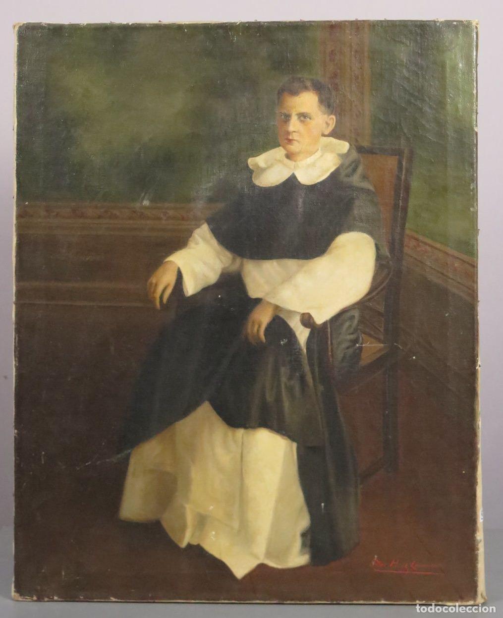 Arte: RETRATO. FRAILE DOMINICO. FIRMADO PILAR H DE LARRAMENDI. HACIA 1900
