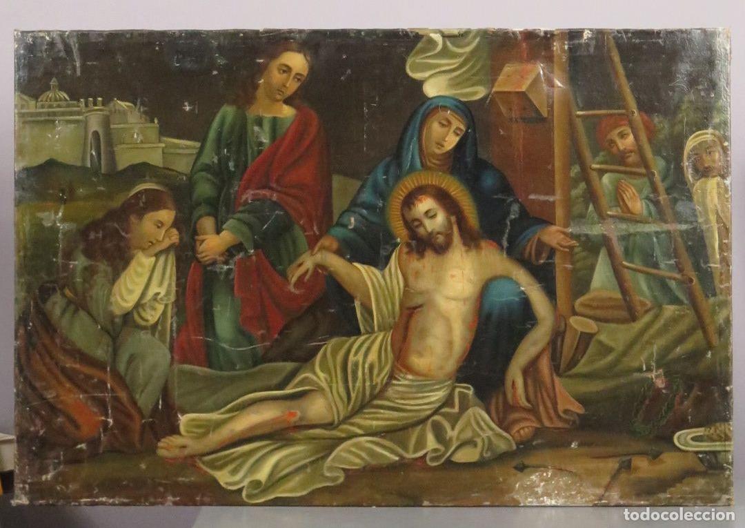 Arte: DESCENDIMIENTO DE LA CRUZ. OLEO S/ LIENZO. SIGLO XVIII-XIX