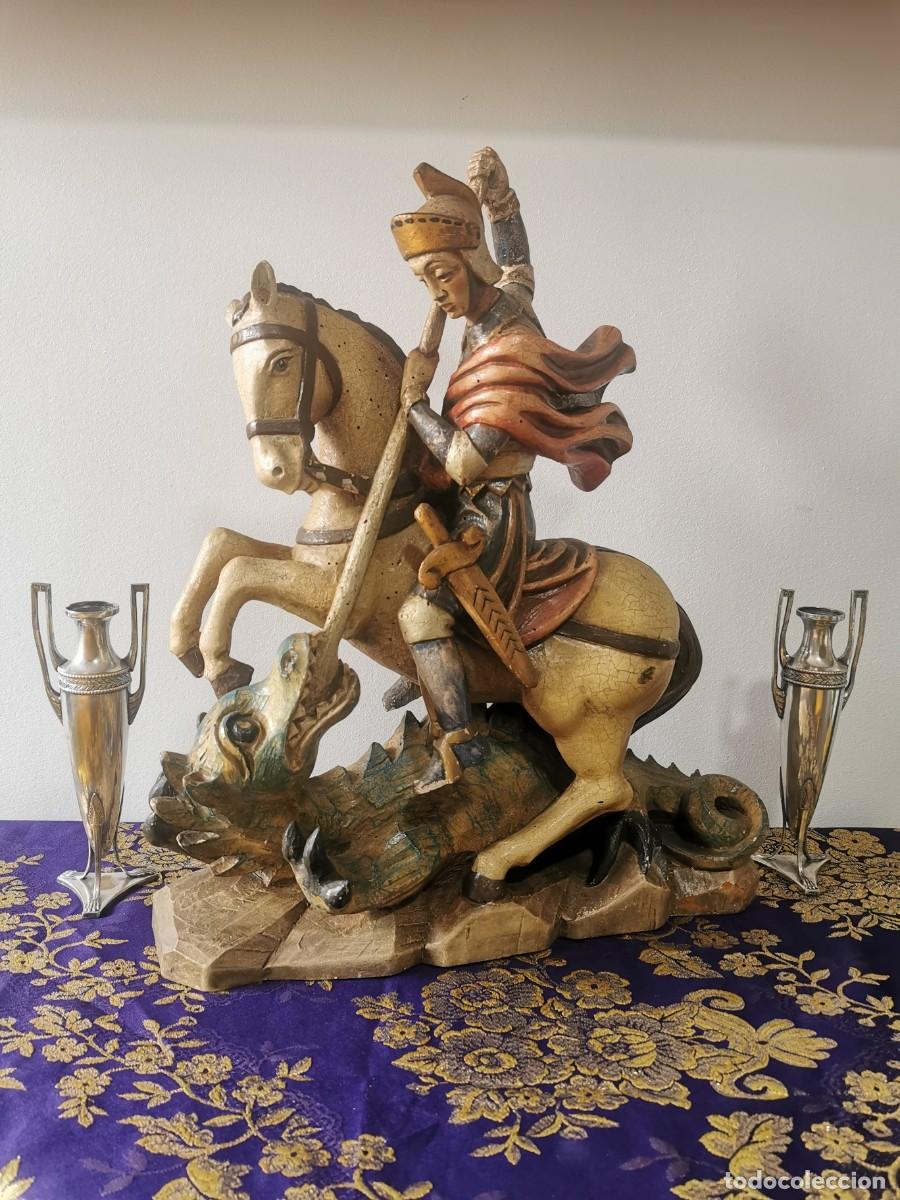 Arte: Talla de madera San Jorge 48cm