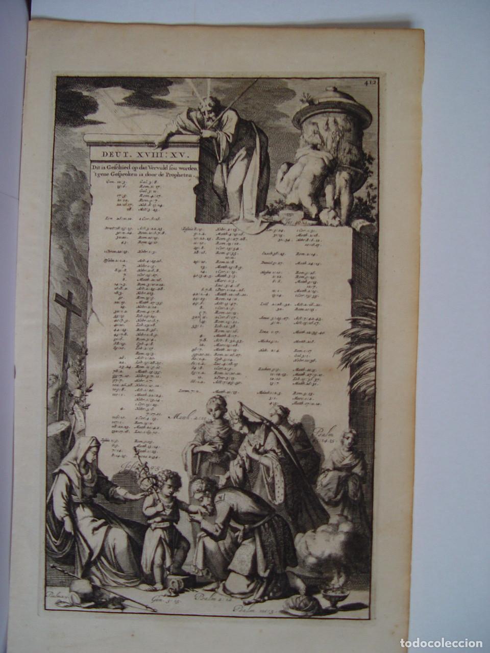 Arte: Grabado b&iacute;blico holand&eacute;s antiguo, Deut. XVIII - Calcograf&iacute;a s. XVII-XVIII