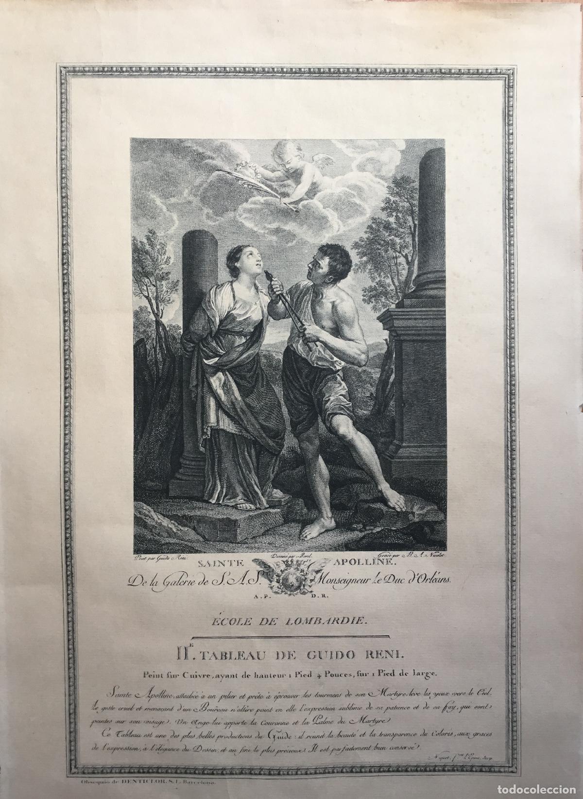 Arte: Santa Apolonia, Guido Reni - Estampa Galer&iacute;a del Duque de Orleans - Nicolet