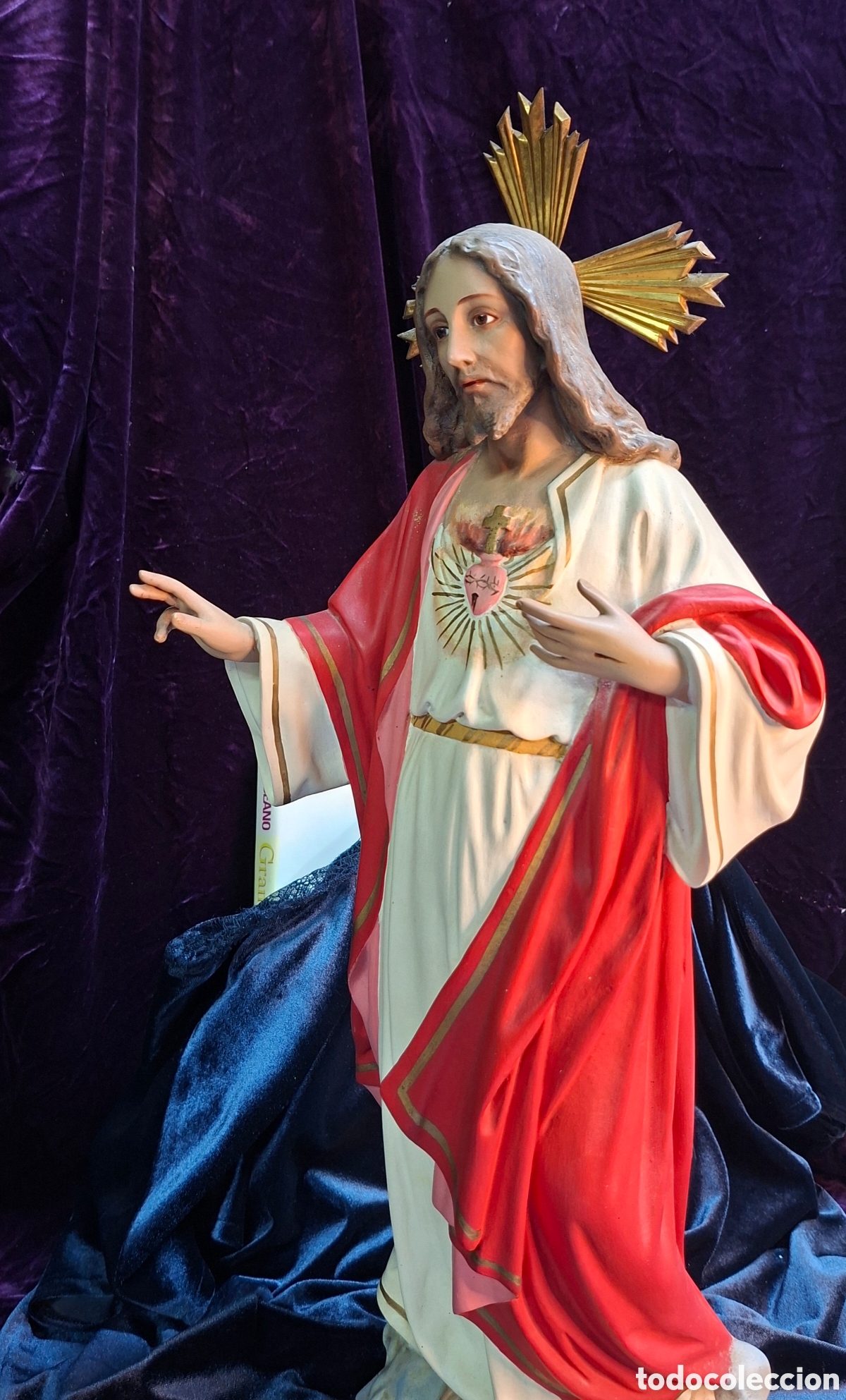 Arte: Sagrado Coraz&oacute;n de Jes&uacute;s Yeso Ojos Cristal