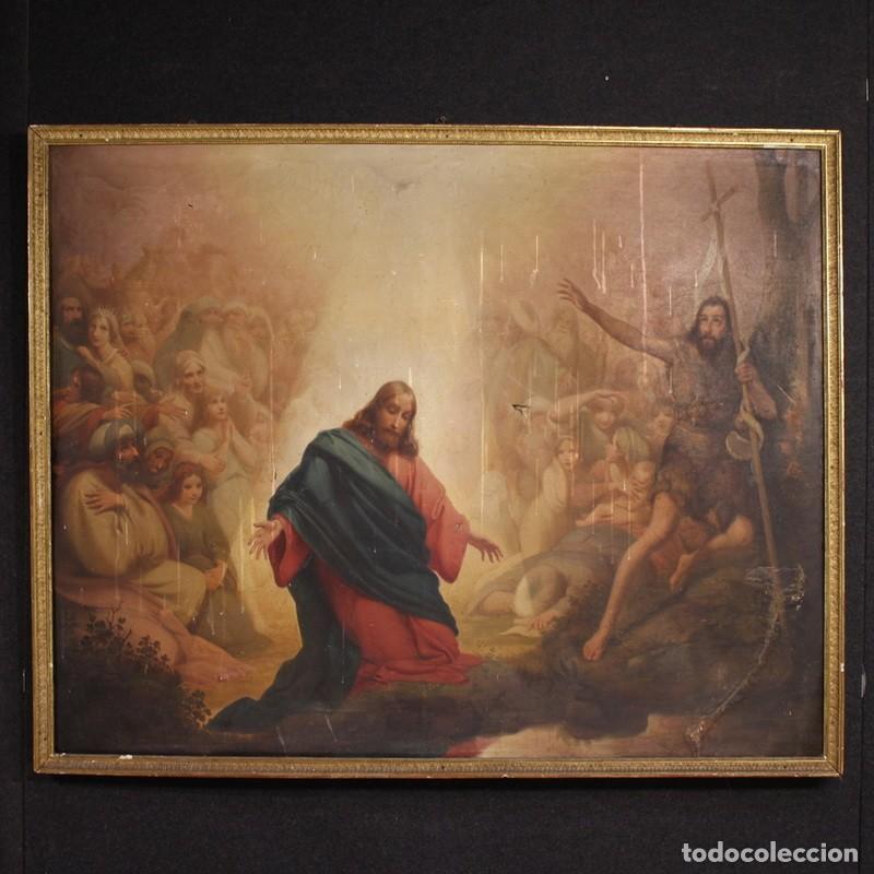 Arte: Pintura italiana antigua del siglo XIX, el bautismo de Jes&uacute;s