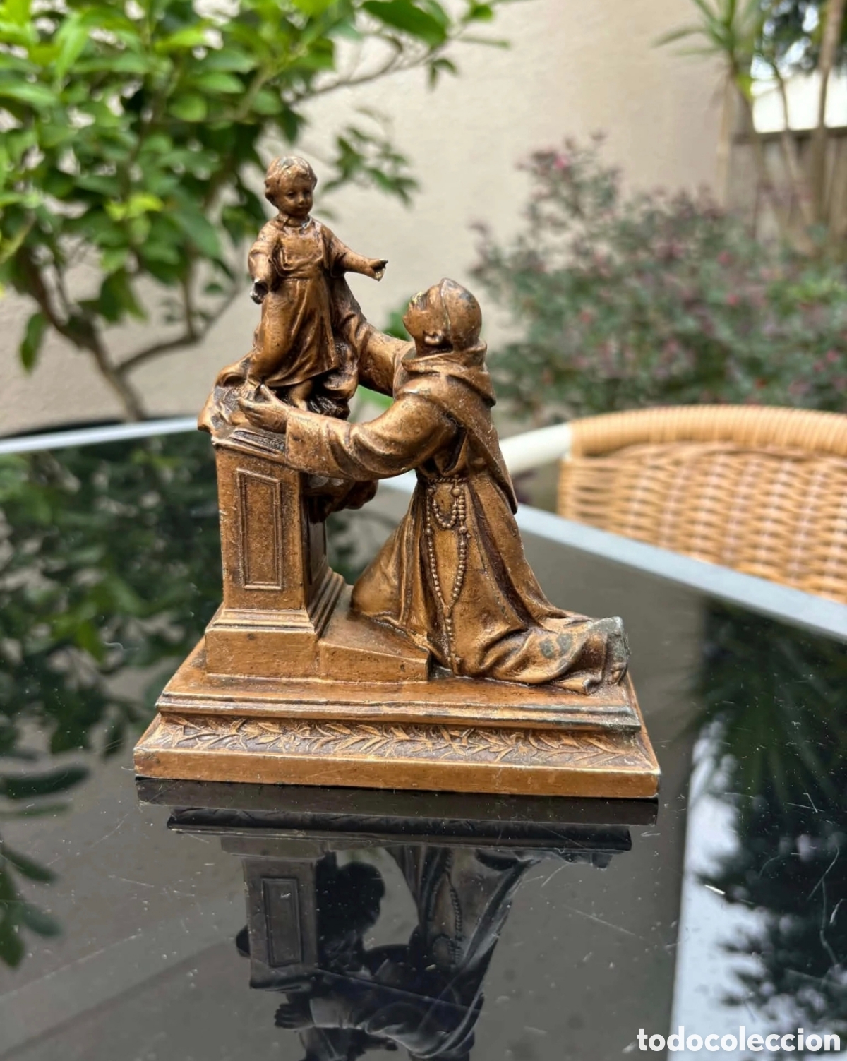 Arte: Antigua Escultura de San Antonio de Padua en Bronce / Lat&oacute;n - Art Sacr&eacute;