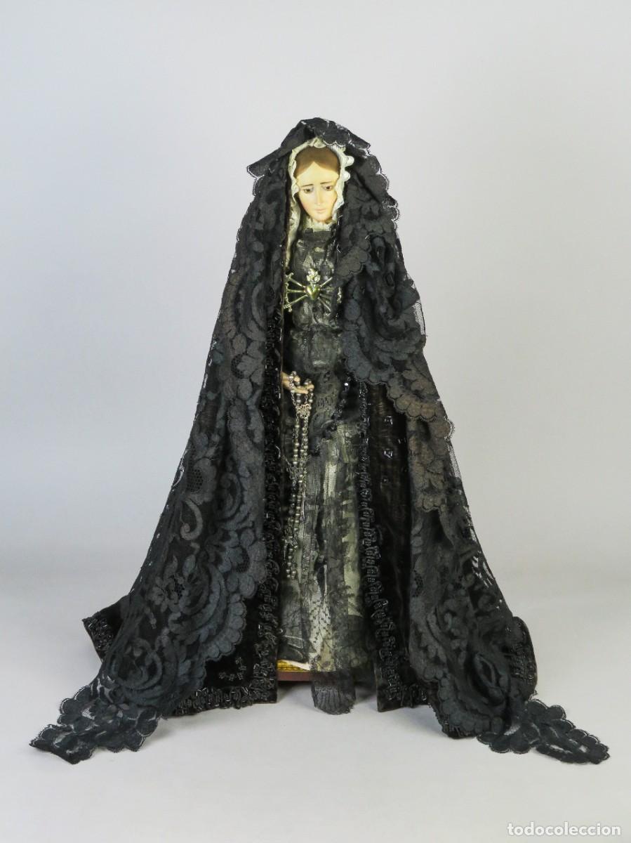 Arte: Virgen Dolorosa talla vestidera cap i pota de candelero escuela espa&ntilde;ola del siglo XIX
