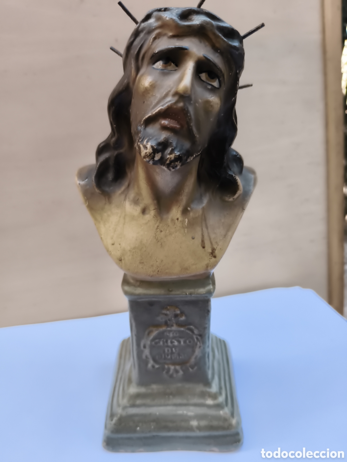 Arte: Cristo de Limpias antigua terracota murciana sello Molera
