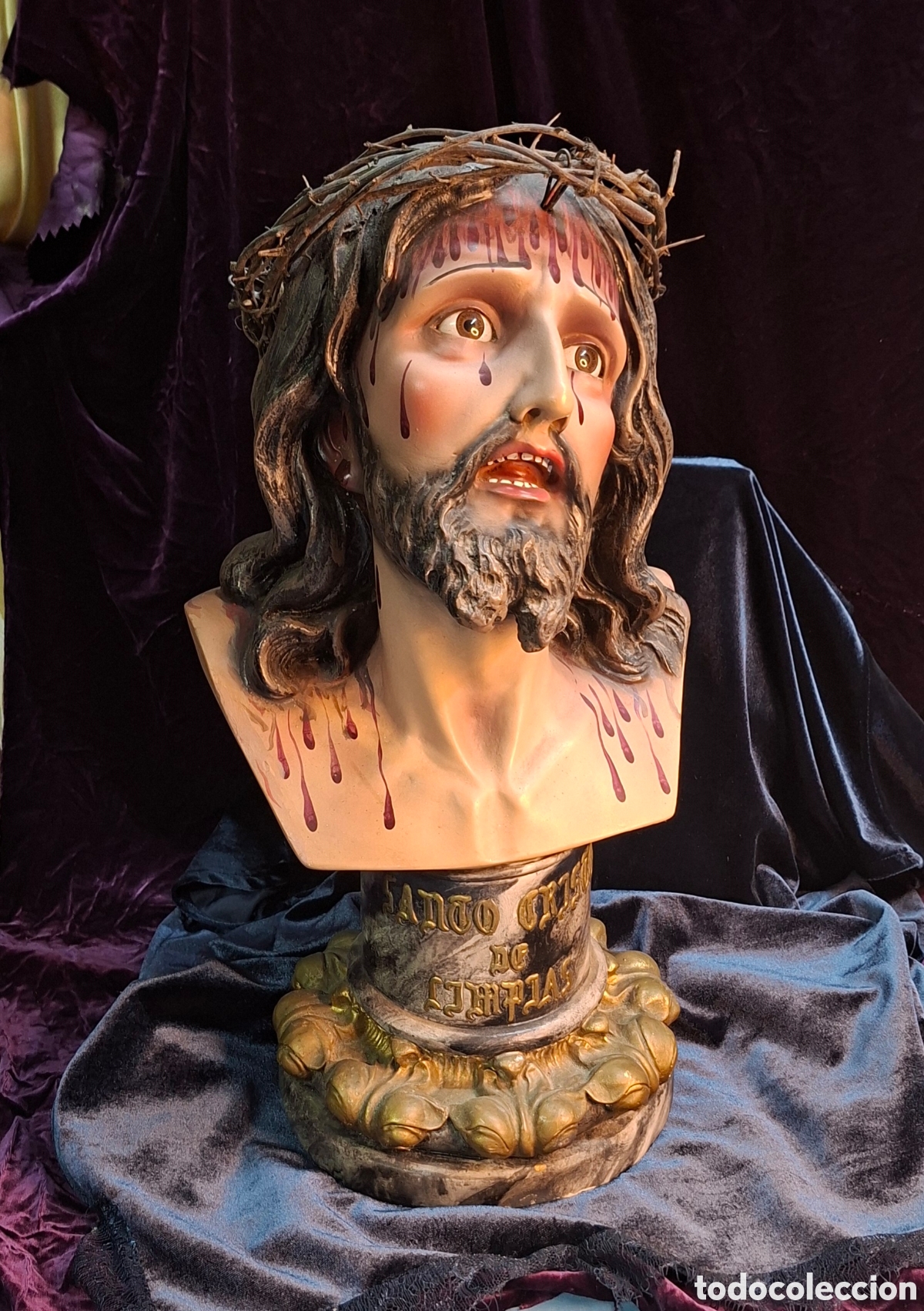 Arte: Cristo de Limpias Olot ojos de cristal 46 cm
