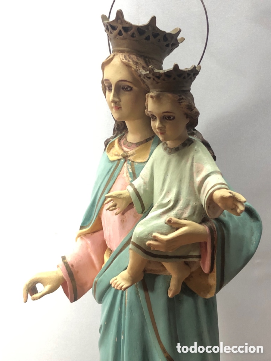 Kunst: 47 cm - Antigua y muy bella Virgen Mar&iacute;a Auxiliadora Olot