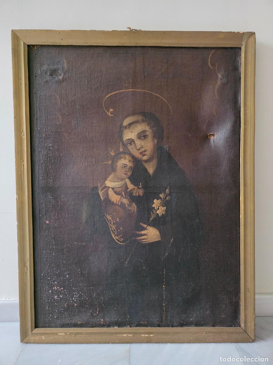 Arte: Cuadro de San Antonio de Padua sosteniendo al Ni&ntilde;o Jes&uacute;s