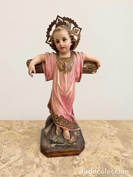 Arte: NI&Ntilde;O JES&Uacute;S CON CRUZ ESTUCO POLICROMADO , DE LOS TALLERES DE OLOT