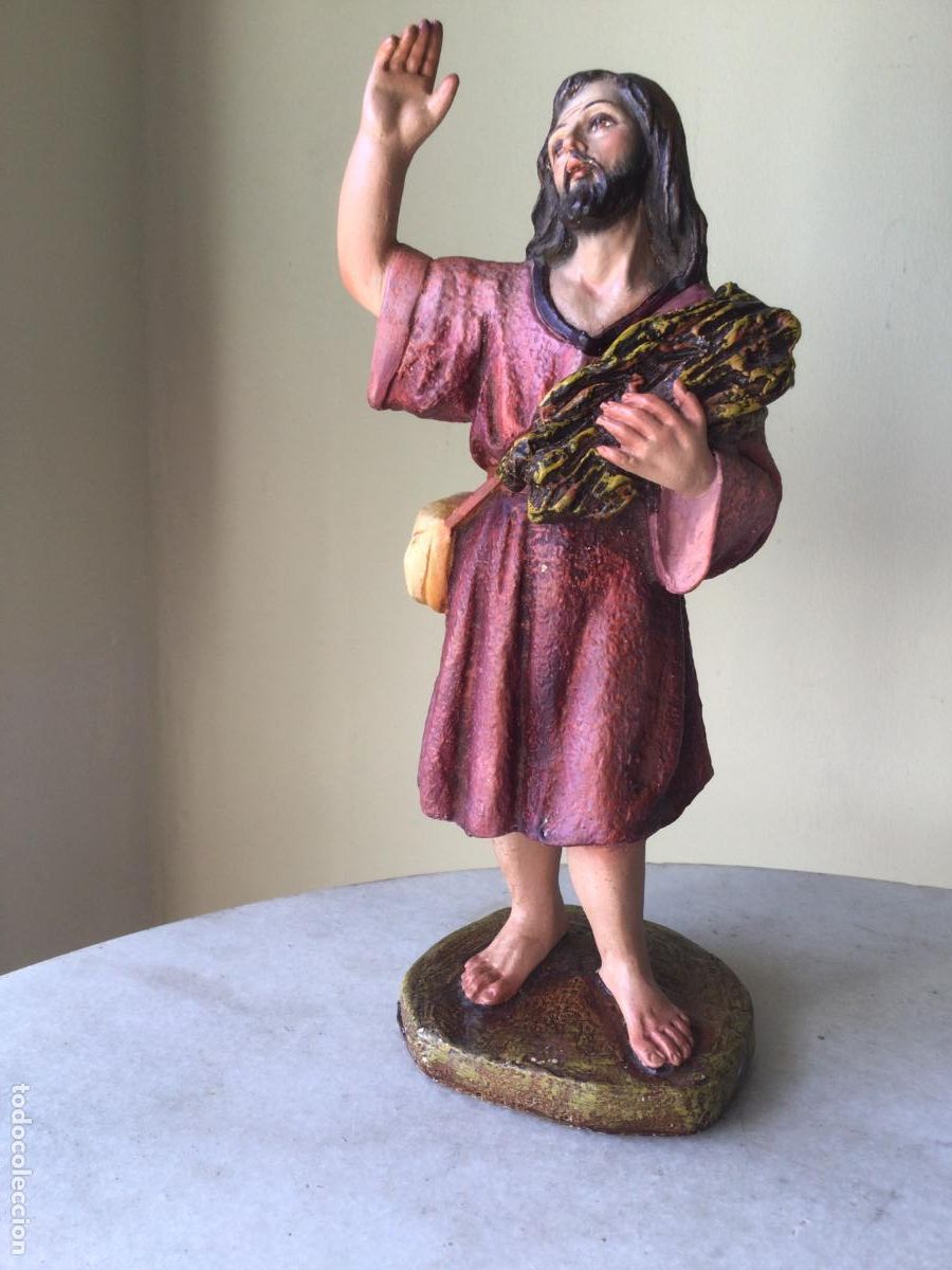Kunst: ANTIGUA Y GRAN FIGURA DE BELEN-PESEBRE , 23,5 CM ALTA , TALLERES DE OLOT