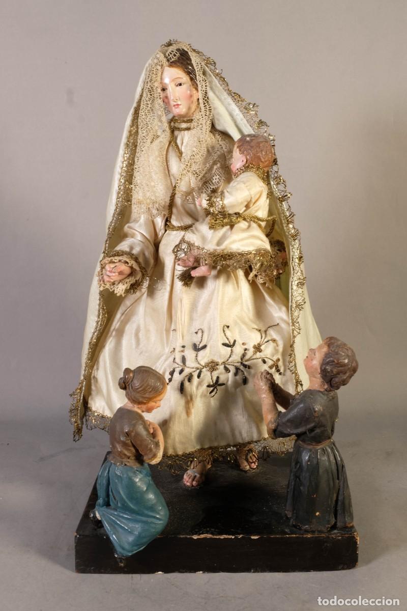 Arte: ATRIBUIDA A RAM&Oacute;N AMADEU Virgen con ni&ntilde;o en terracota policromada finales siglo XVIII